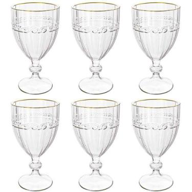 Imagem de Jogo de Taças de Cristal Transparente Fio de Ouro Imperial 330mL 6 peç