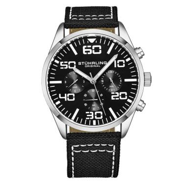 Imagem de Relógio Masculino Stuhrling Aviador 4001 Quartzo 42mm com Cronográfo, Preto