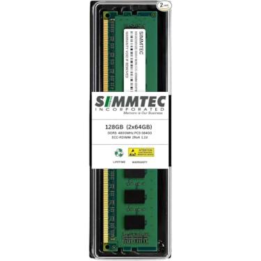 Imagem de Kit de memória de servidor registrado Simmtec 128GB (2x64GB) DDR5 4800MHz PC5-38400 ECC RDIMM 2Rx4 1.1V CL40 288-Pin