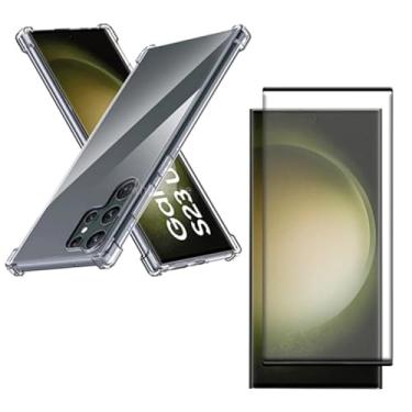 Imagem de Capa Capinha Anti Impacto + Película Premium 9D Cerâmica Para Galaxy S23 Ultra Tela De 6,8 Polegadas - (Bluepink)