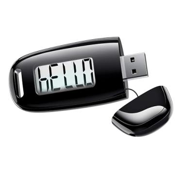 Imagem de Pedômetro recarregável AEON – Contador de passos 3D com sensor de movimento silencioso, tela LCD grande e luz de fundo, carregamento USB, clipe de cinto e cordão – rastreador de atividades preciso