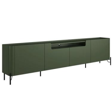 Imagem de Rack Para Sala de Estar TV 85 Pol 4 Portas Pés Industrial Preto Alef I