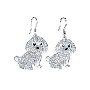 Imagem de OSCCI Adoráveis brincos de acrílico para filhotes de cachorro – Ganchos de liga durável, com tema de animal de estimação fofos, ótimos para roupas casuais e de festa, Acrílico, Sem pedra preciosa