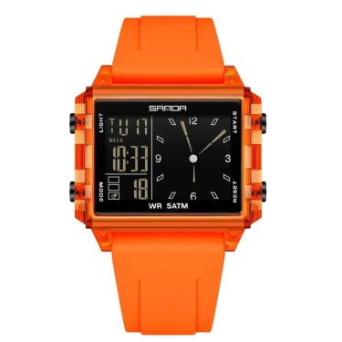 Imagem de Relógio Analógico Digital 6273 Luminoso À Prova Da Água Sanda Laranja
