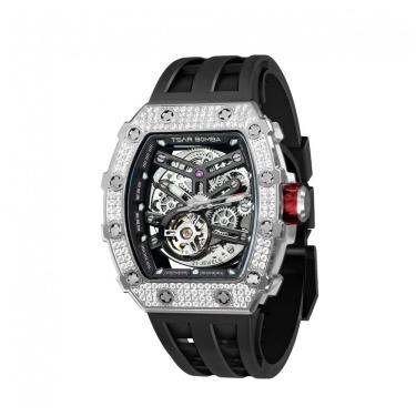 Imagem de TSAR BOMBA Relógio Masculino Automático Luxo 50M à Prova d`Água, Aço Inoxidável e Vidro de Safira - Design Único e Elegante