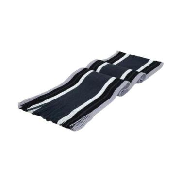 Imagem de Cachecol Longo Masculino De Cashmere Macio, Grosso, Listrado Com Franj