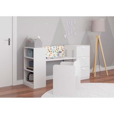Imagem de Kit Mesa escrivaninha e Cadeira Infantil Reguláveis Be mobiliário - Branco TX