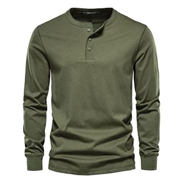 Imagem de Camiseta masculina casual outono gola redonda manga longa masculina slim esportiva top masculino dentro da camisa, Ag, M