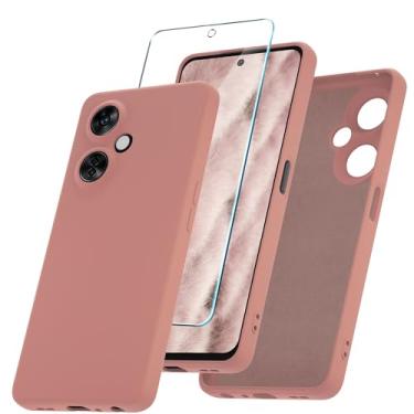 Imagem de YENAPOON Capa para OnePlus Nord N30 5G e 2 pacotes de películas de vidro temperado, capa protetora fina de silicone líquido à prova de choque - rosa rosa
