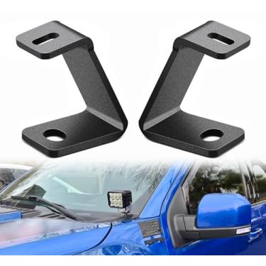 Imagem de Suportes de montagem Sanman com capuz dianteiro A-pillar esquerdo com capuz do lado direito e suporte de montagem de cubo de luz LED para Ford Raptor F150