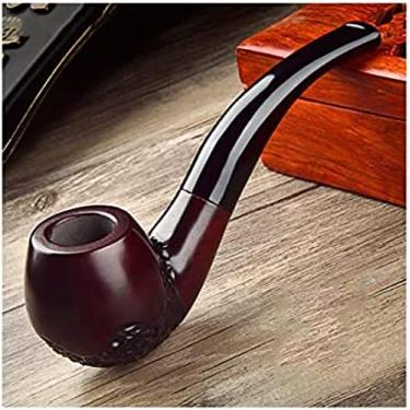 Imagem de Cachimbos de tabaco masculinos portáteis, cachimbo de madeira vintage esculpido à mão com filtro, Aldult curvo masculino, conjunto de cachimbos para fumantes, preto 1,4,5 x 15 cm
