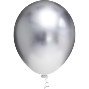 Imagem de Balão Redondo N10 Platino Prata Pacote com 25 Unidades - Riberball