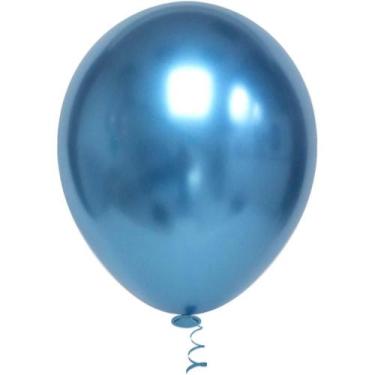 Imagem de Balão Redondo N090 Platino Azul - Pacote com 25 Unidades - Riberball