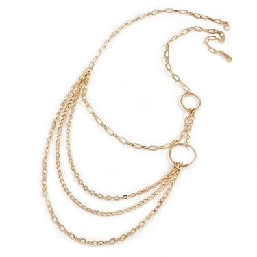 Imagem de Colar assimétrico com elos ovais banhados a ouro - 86 cm C, One Size, banhado a ouro, Sem Pedra Preciosa
