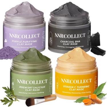 Imagem de Conjunto de 4 Máscaras Faciais ANRCOLLECT com Vitamina C e Carvão Vege