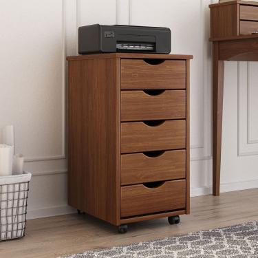 Imagem de Gaveteiro Organizador Arquivo Escritório 5 Gav Madeira Lagos Castanho