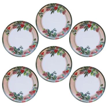 Imagem de Jogo com 6 Pratos Rasos Natalinos 28cm Melamina (Produto Sintético)