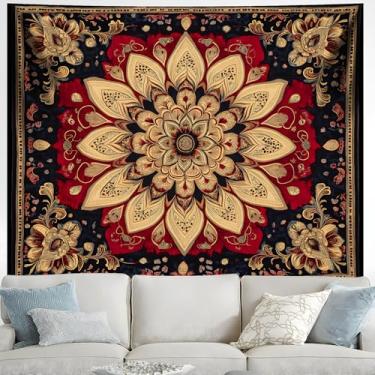 Imagem de BVBOX Tapeçaria de tarô estrela e lua, pôsteres de serpente, tapeçaria de tarô, tapeçaria de borboleta para sala de estar, dormitório, decoração de parede estética 140 cm C x 138 cm L (Mandala, 140 cm