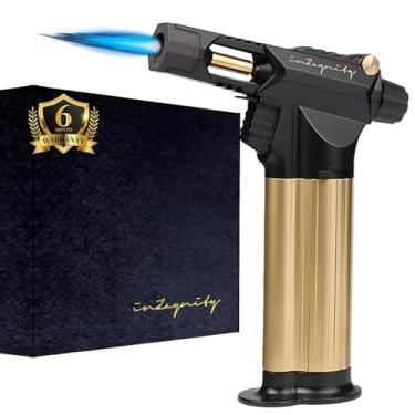 Imagem de inZaynity Tocha de butano recarregável "The Beast" – Maçarico portátil de alta potência para cozinhar, churrasco, crème brûlée, solda, soldagem e arte em resina | chama ajustável com trava de ignição
