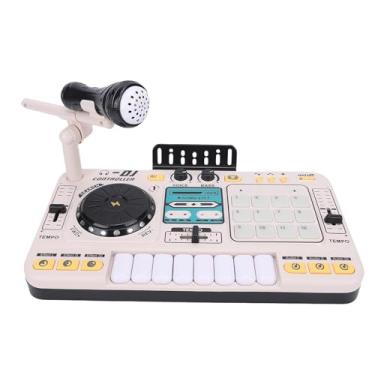 Imagem de Asixxsix Mixer de DJ para Crianças de 3 Anos ou Mais, 2 Em 1 8 Teclado Piano de Teclado Com Luzes, Músicas, Efeitos Sonoros, Microfone, 12 Botões MIDI DJ Conjunto Com Gravação Bluetooth (Branco)
