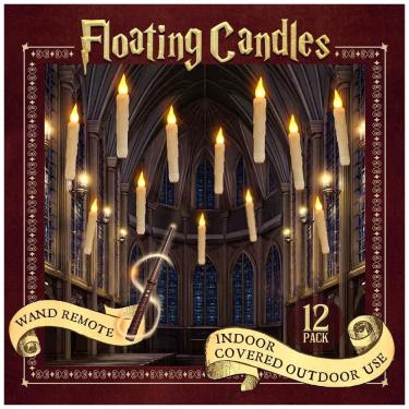 Imagem de Kit Velas Flutuantes LED com Controle Remoto de Varinha, 12 Unidades para Halloween