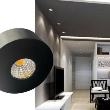 Imagem de Kit 5 Mini Spot Sobrepor Led 5w 3000k Quadrado Pto / Bco Bvt - Embu Le