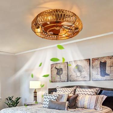 Imagem de Ventiladores de teto com luzes e controle remoto Ventilador industrial vintage com luz de teto reversível de 6 velocidades Ventiladores de teto silenciosos feitos à mão com lâmpadas para qua