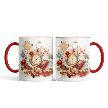 Imagem de Caneca xicara porcelana relógio natalino Natal 25EI (preto)