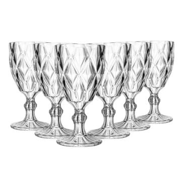 Imagem de LYOR - Conjunto de 6 Taças de Vidro Para Água Diamond 325ml Transparente - Mesa Posta - Itens Para Casa - Utensílios de Cozinha - Enxoval - Casamento - Decoração - Utilidades Domésticas