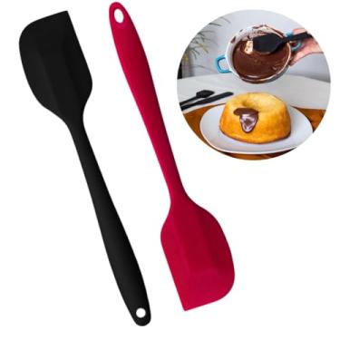 Imagem de 2 Espátulas de Silicone para Pão Duro Bolo Massa Rapador Espátula Reta Utensilio Cozinha Resistente
