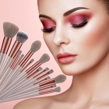 Imagem de Conjunto de pincéis de maquiagem profissionais de 13 peças – Pincéis macios e fofos para base, blush, sombra e contorno