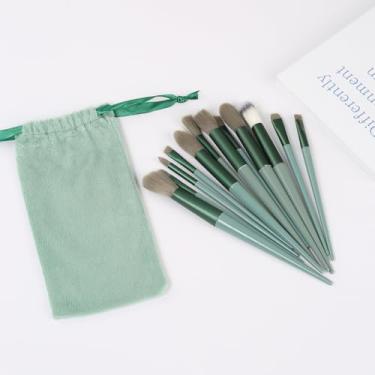 Imagem de Conjunto de 13 pincéis de maquiagem em pó, ferramentas de base para sombra, verde