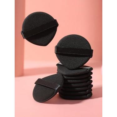 Imagem de 10 peças de base de almofada de ar em pó para maquiagem molhada e seca, ferramenta de maquiagem com pincel de maquiagem de base, pele mista, maquiagem facial, reutilizável, lavável (preto)