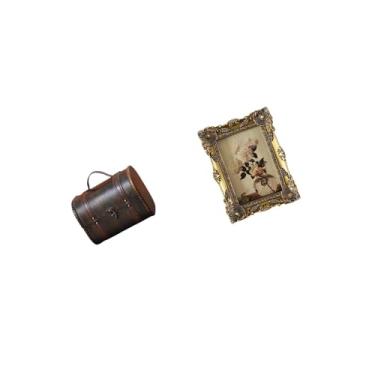 Imagem de YIJU Organizador de Caixa de Joias de Madeira Vintage, de com Moldura de Resina Ornamentada, Armazenamento Decorativo para Anéis, Bugigangas, M