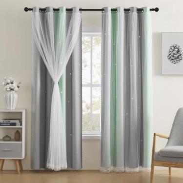 Imagem de Cortinas XiDi Rainbow Blackout para quarto de meninas 86x183cm 1 paine