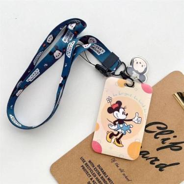 Imagem de Porta-Crachá Kawaii Disney Mickey Mouse Minnie Para Estudantes, Cordão