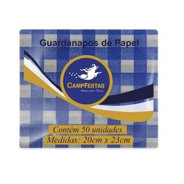 Imagem de Guardanapo Crepado Xadrez Azul Escuro 50 fls 19,5x22,5cm CampFestas - 