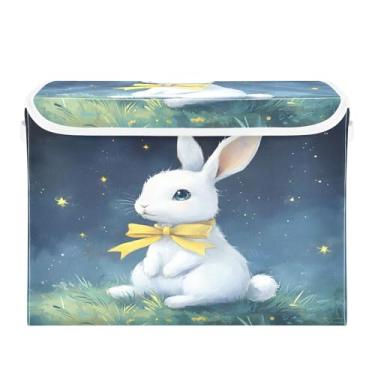 Imagem de SEHANY Cestas de armazenamento fofas de coelho de desenho animado com tampas, organizador de caixas de armazenamento de tecido para armário de roupas, cobertor de escritório, berçário, 42 x 32 x 30 cm