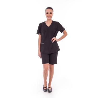 Imagem de Kit com 2 Conjuntos de Jaleco Fechado e Bermuda em Tecido Oxford para 