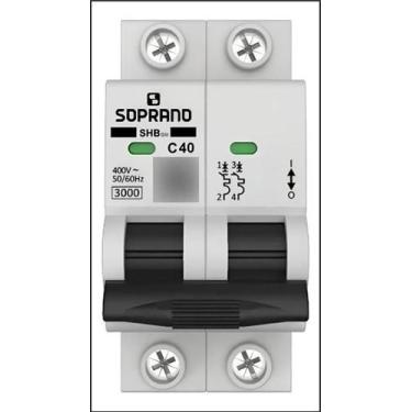 Imagem de Disjuntor bipolar 40a soprano curva c 3ka