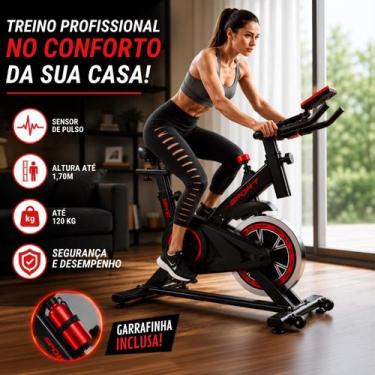 Imagem de Bicicleta Ergométrica Fitness Spinning Profissional Cor Preto E Vermel