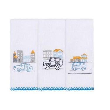 Imagem de Fralda de Boca Paninho de Boca Babete Bordada Para Bebê 32cmx32cm Com 
