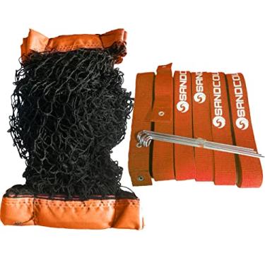 Imagem de REDE DE BEACH TENNIS 4 LONAS MAIS MARCAÇÃO DE QUADRA PROFISSIONAL - KIT (laranja)