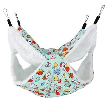 Imagem de GLOGLOW Rede para hamster, rede de pendurar para animais pequenos, tecido de algodão, cama quente, lavável para o inverno