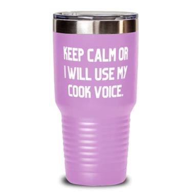Imagem de Mordaça Cook, Keep Calm or I Will Use My Cook Voice, aniversário inapropriado de homens e mulheres