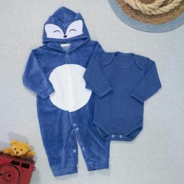 Imagem de Macacão Plush E Body Suedine Para Bebês Raposa Azul - Era Uma Vez