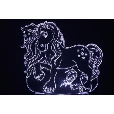 Imagem de Luminária Decorativa com LED Unicórnio 02 - Hobbies do Ofício, Azul