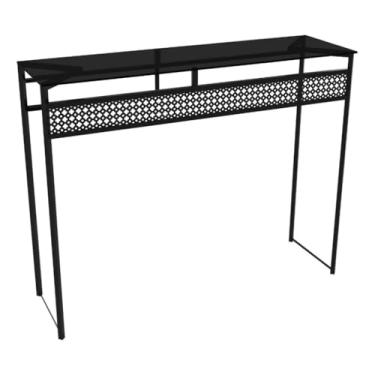 Imagem de Aparador Com Tampo De Vidro Preto Estilo Industrial Aparador Buffet