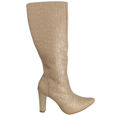 Imagem de Bota Feminina Croco Salto Alto 247604 (Bege, BR, Adulto, Numérico, 35)