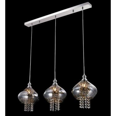 Imagem de Pendente Triplo Vidro Fumê com Cristais 3G9 PE-013/3.82 Mais Luz